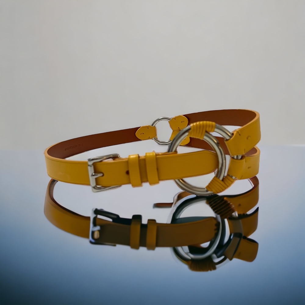 RALPH LAUREN Vachetta Leather Crescent O-Ring Equestrian TRI-STRAP Waist Belt M